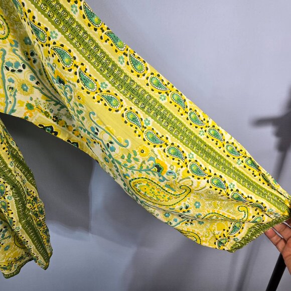 Bila Tunic Women's Size L Green Floral Paisley Bohemian Peasant Style (P-2) - Picture 5 of 9